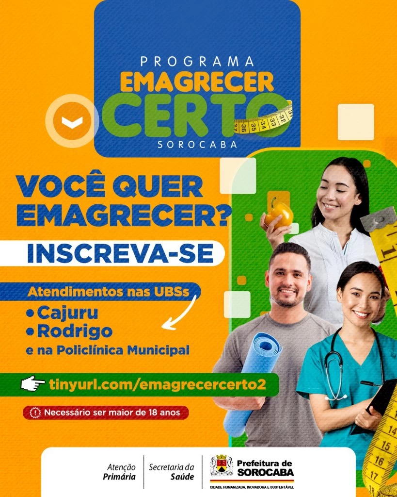 ATENÇÃO! VAGAS ESGOTADAS! – Prefeitura abre mais 160 vagas para o programa ‘Emagrecer certo Sorocaba’