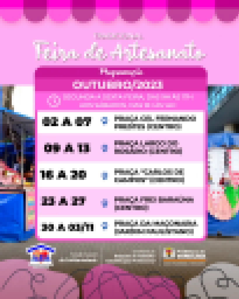 Prefeitura divulga calendário do mês de outubro da Feira de Artesanato em Sorocaba