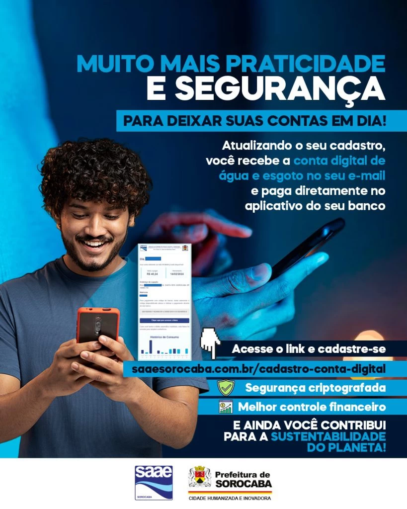 Conta digital do Saae/Sorocaba tem maior adesão e facilita o dia a dia de munícipes