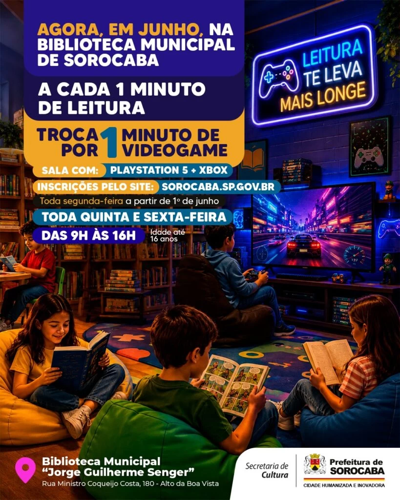Leitura e videogame integram nova atividade na Biblioteca Municipal de Sorocaba