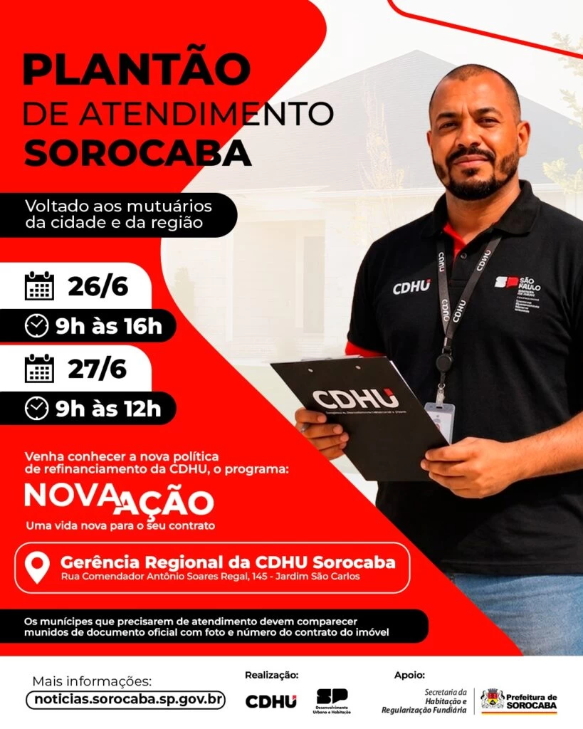 Sorocaba recebe plantão de atendimento da CDHU com serviços de regularização e novo programa de refinanciamento