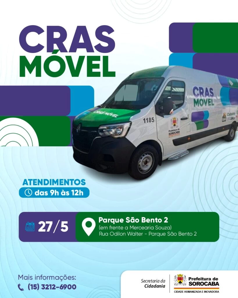 Prefeitura de Sorocaba leva Cras Móvel ao Parque São Bento 2 na próxima quarta-feira (27)