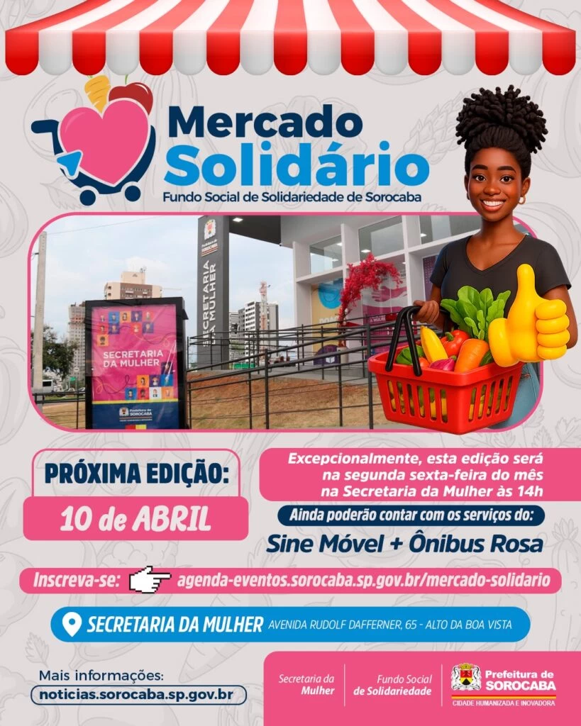 Secretaria da Mulher abre inscrições para as interessadas em participar do próximo Mercado Solidário