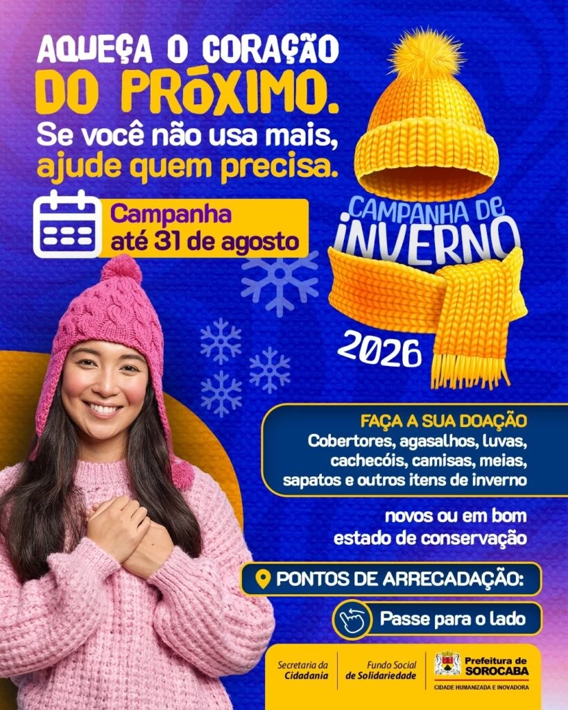 Fundo Social de Solidariedade de Sorocaba lança Campanha de Inverno 2026