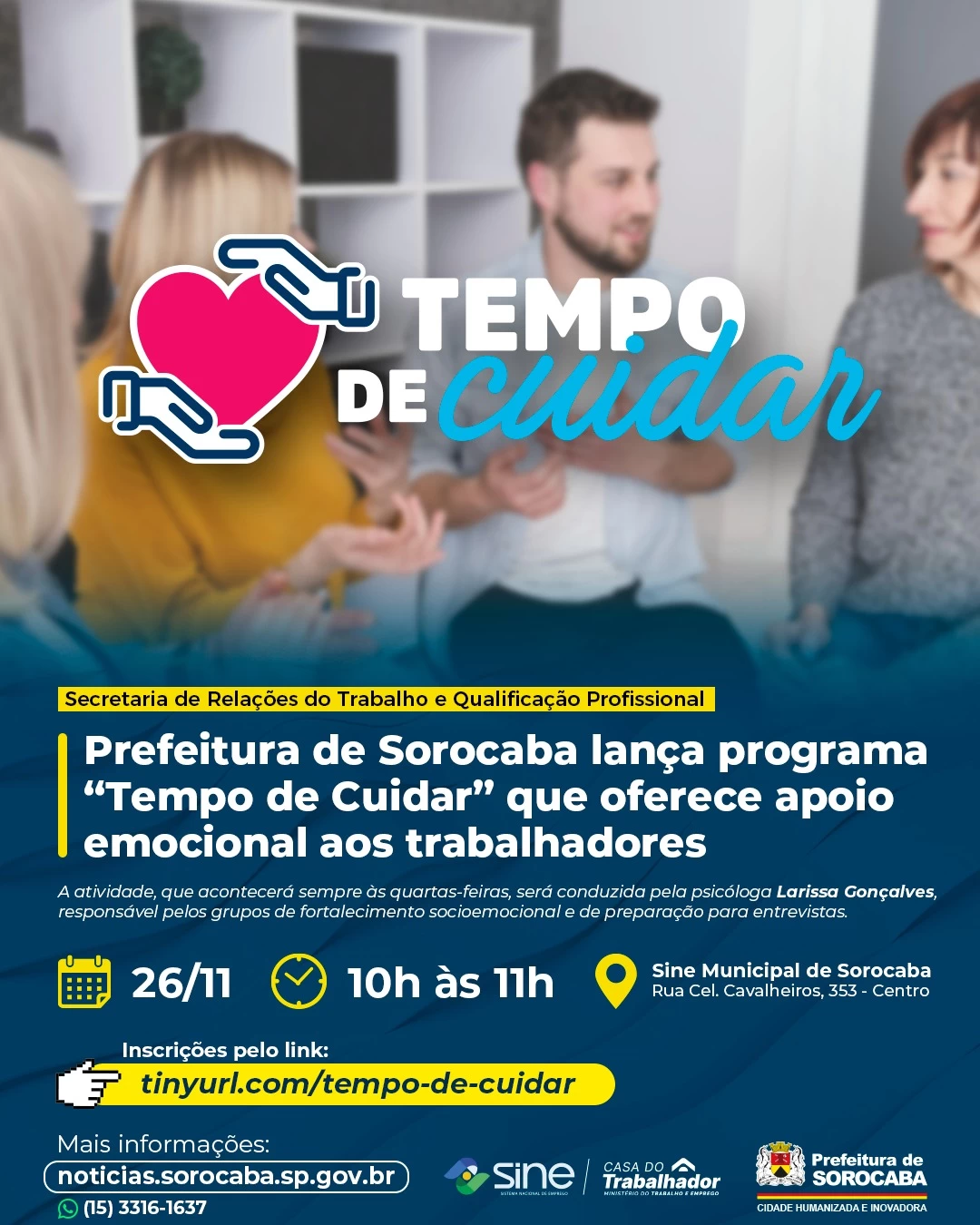Prefeitura de Sorocaba lança programa “Tempo de Cuidar” que oferece apoio emocional aos trabalhadores