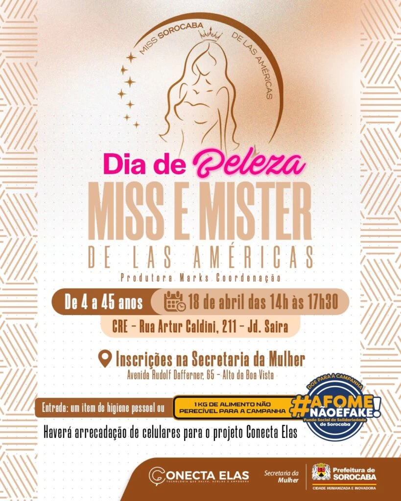 Secretaria da Mulher abre inscrições para o Dia de Beleza para os candidatos de Miss e Mister de Las Américas em 18 de abril