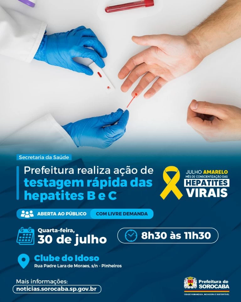Prefeitura realiza ação de testagem rápida das hepatites B e C no Clube do Idoso