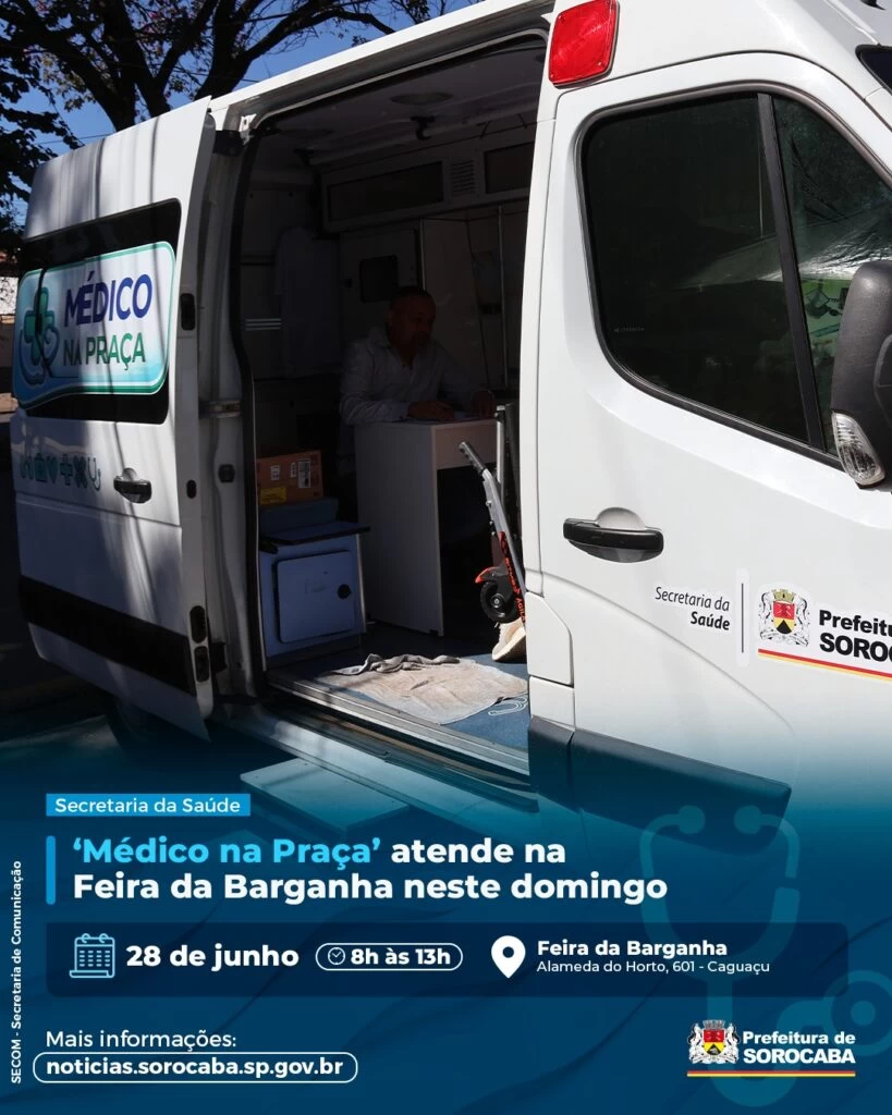 ‘Médico na Praça’ atende na Feira da Barganha neste domingo (28)