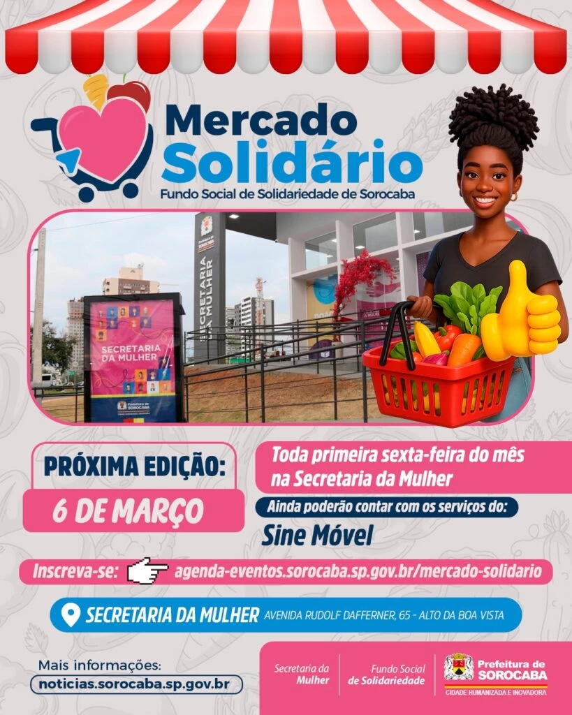 Secretaria da Mulher abre inscrições para 3ª edição do ano do ‘Mercado Solidário’