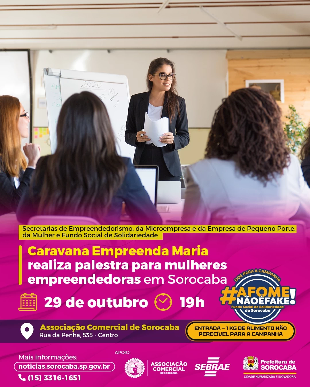 Com apoio da Prefeitura, Caravana Empreenda Maria realiza palestra gratuita para mulheres empreendedoras em Sorocaba