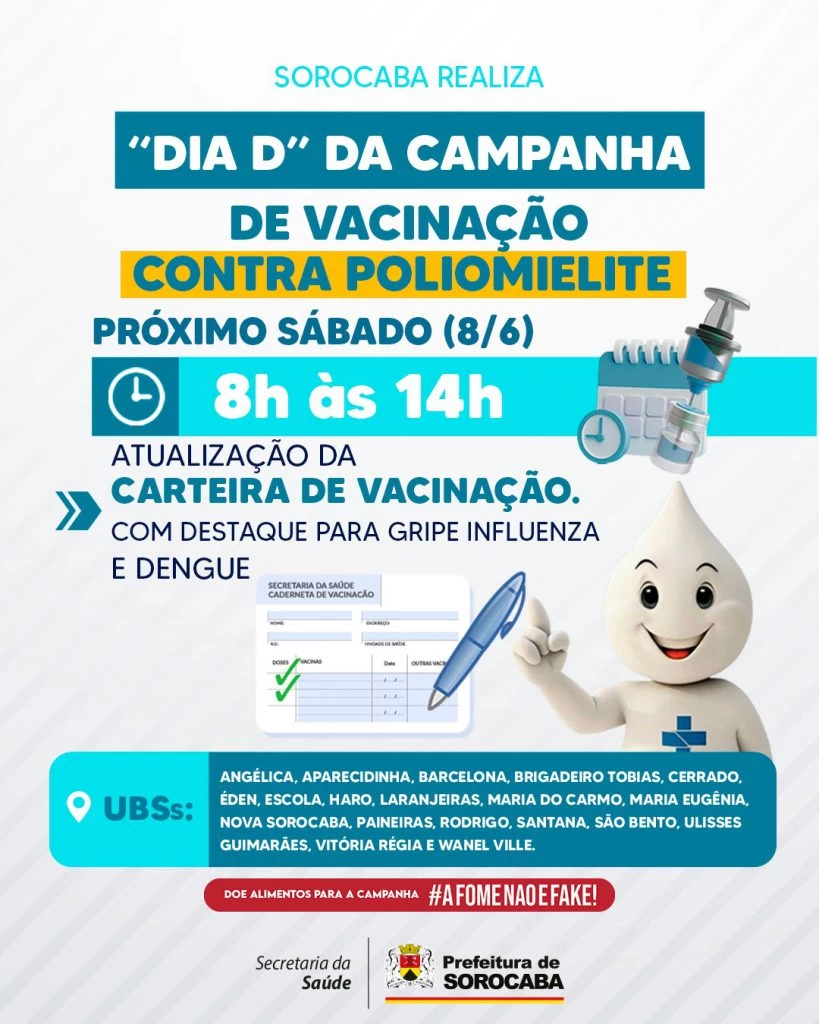 Sorocaba realiza “Dia D” da Campanha de Vacinação contra Poliomielite