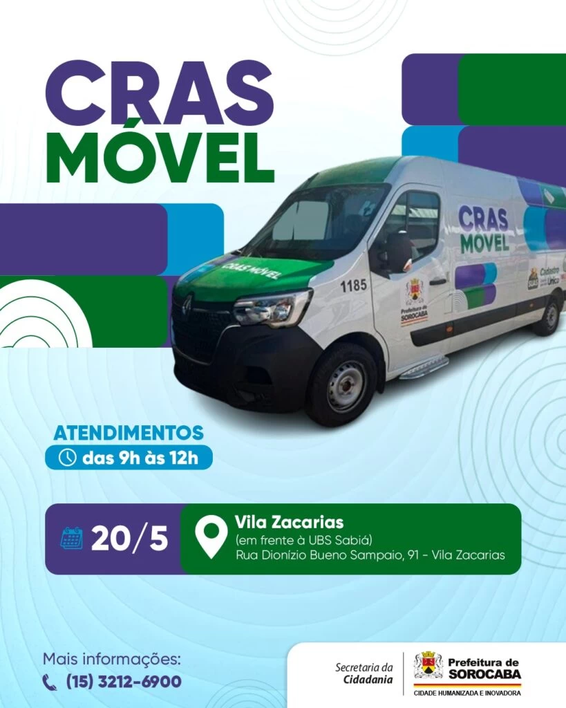 Prefeitura de Sorocaba leva Cras Móvel à Vila Zacarias (UBS Sabiá) na próxima quarta-feira (20)