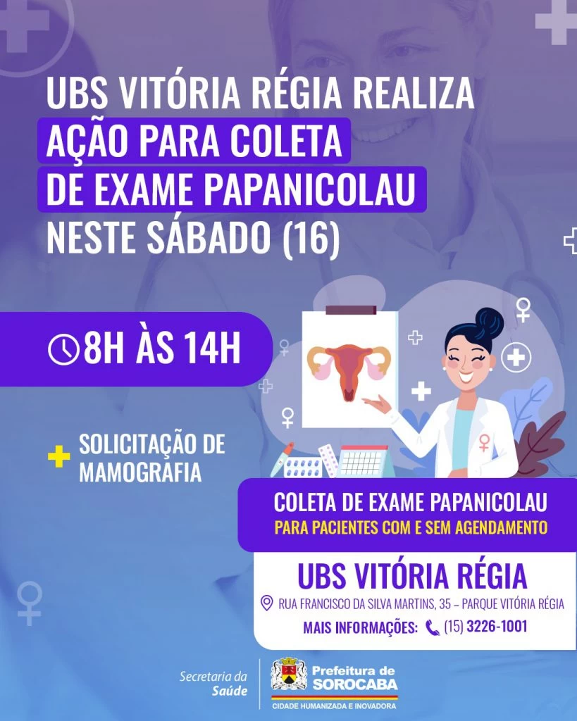 UBS Vitória Régia realiza ação para coleta de Papanicolau neste sábado (16)