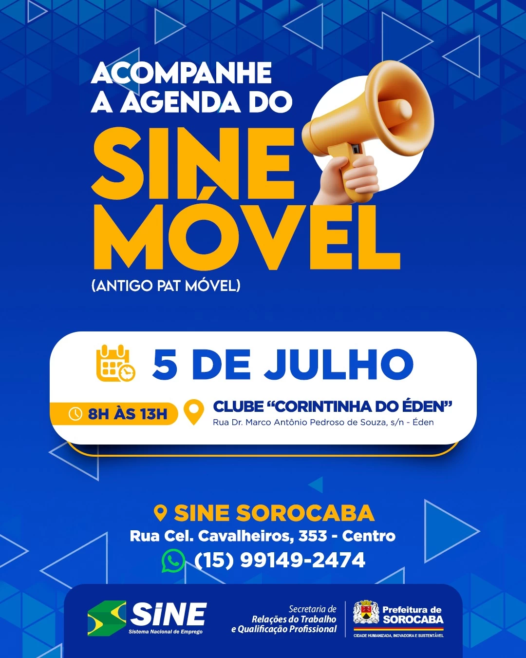 Sine Móvel atende moradores do bairro do Éden neste sábado (5)