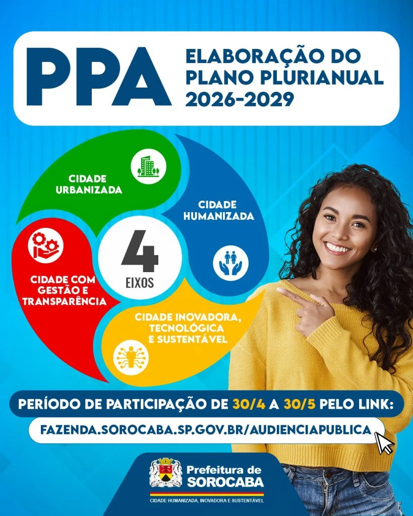 Prefeitura de Sorocaba recebe sugestões on-line da população para o PPA 2026-2029