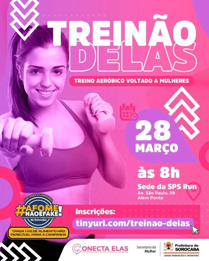 Secretaria da Mulher convida as mulheres a participarem do “Treinão Delas” no próximo sábado (28)