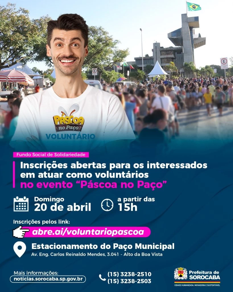 Fundo Social de Solidariedade inscreve interessados para atuar como voluntários no evento “Páscoa no Paço”