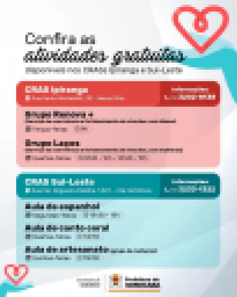 Unidades dos CRAS Ipiranga e CRAS Sul-Leste proporcionam atividades gratuitas para a população local