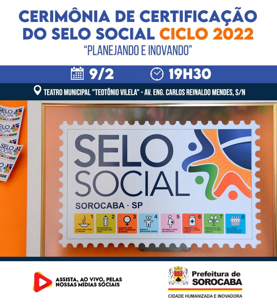 Cerimônia de certificação do Selo Social Ciclo 2022 acontece no dia 9 de fevereiro