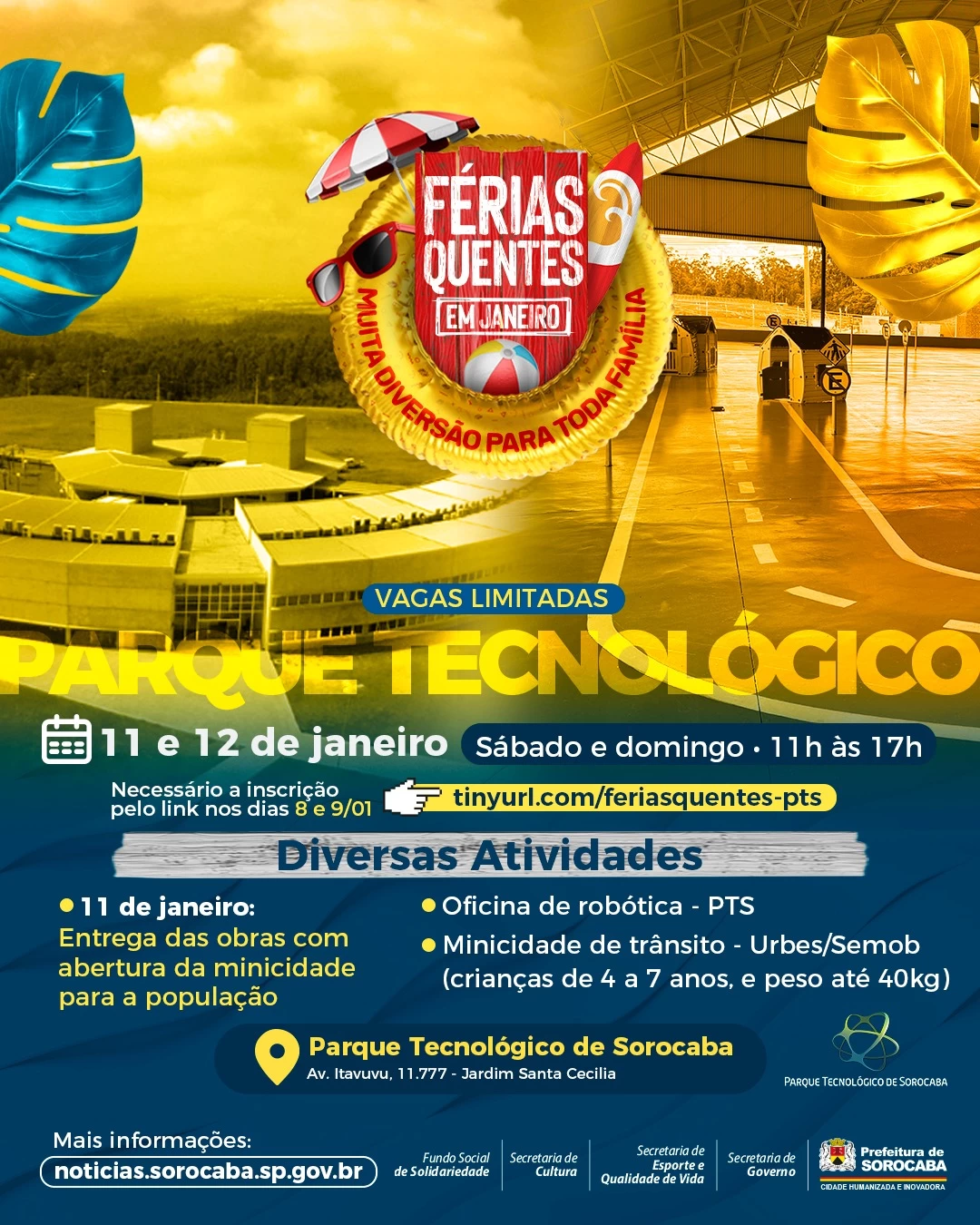 Prefeitura leva programação do “Férias Quentes” também ao Parque Tecnológico de Sorocaba neste fim de semana (11 e 12)