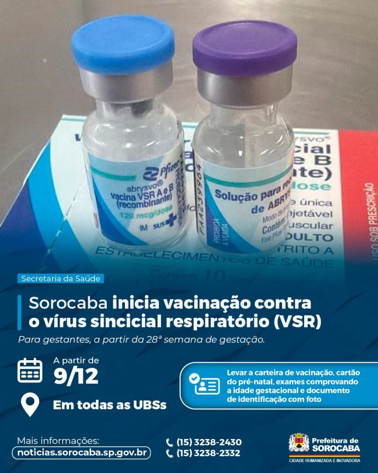 Sorocaba inicia vacinação contra o vírus sincicial respiratório (VSR) na terça-feira (9)
