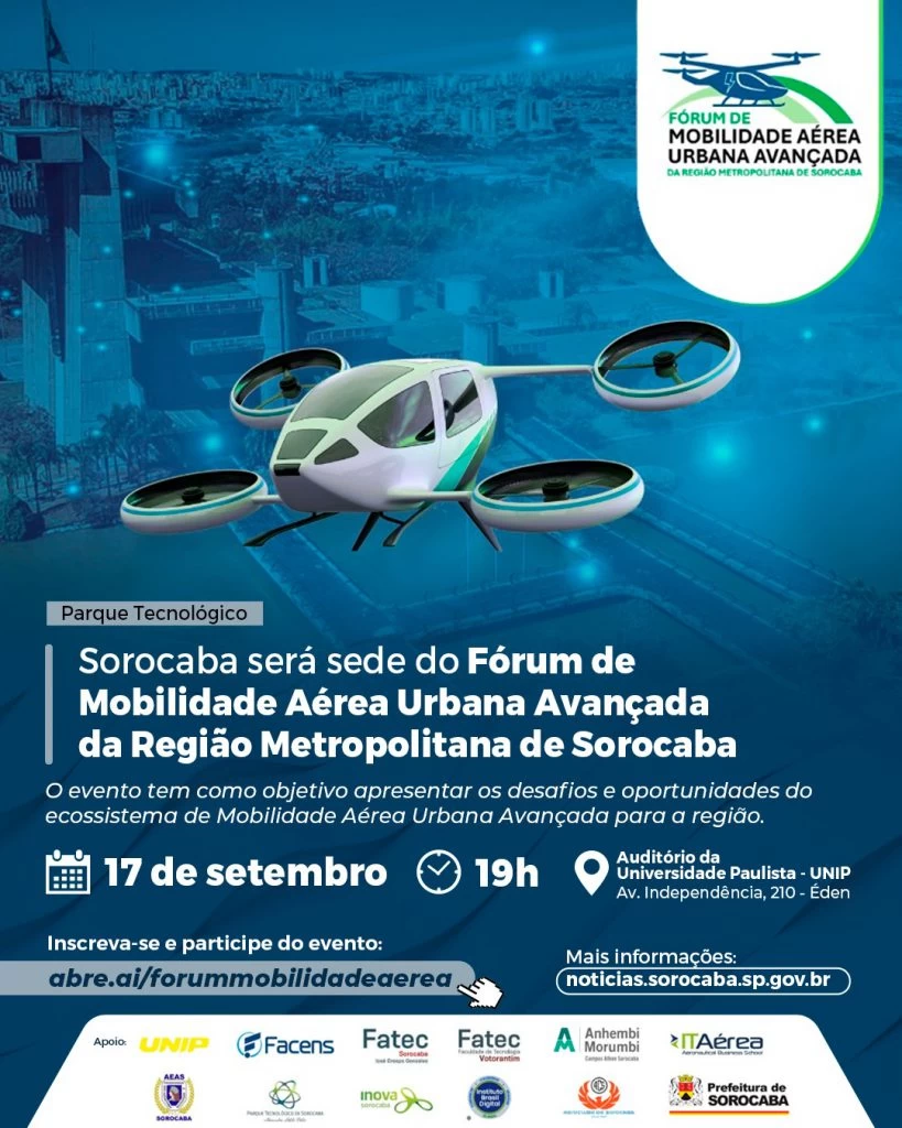 Sorocaba será sede do Fórum de Mobilidade Aérea Urbana Avançada da Região Metropolitana de Sorocaba