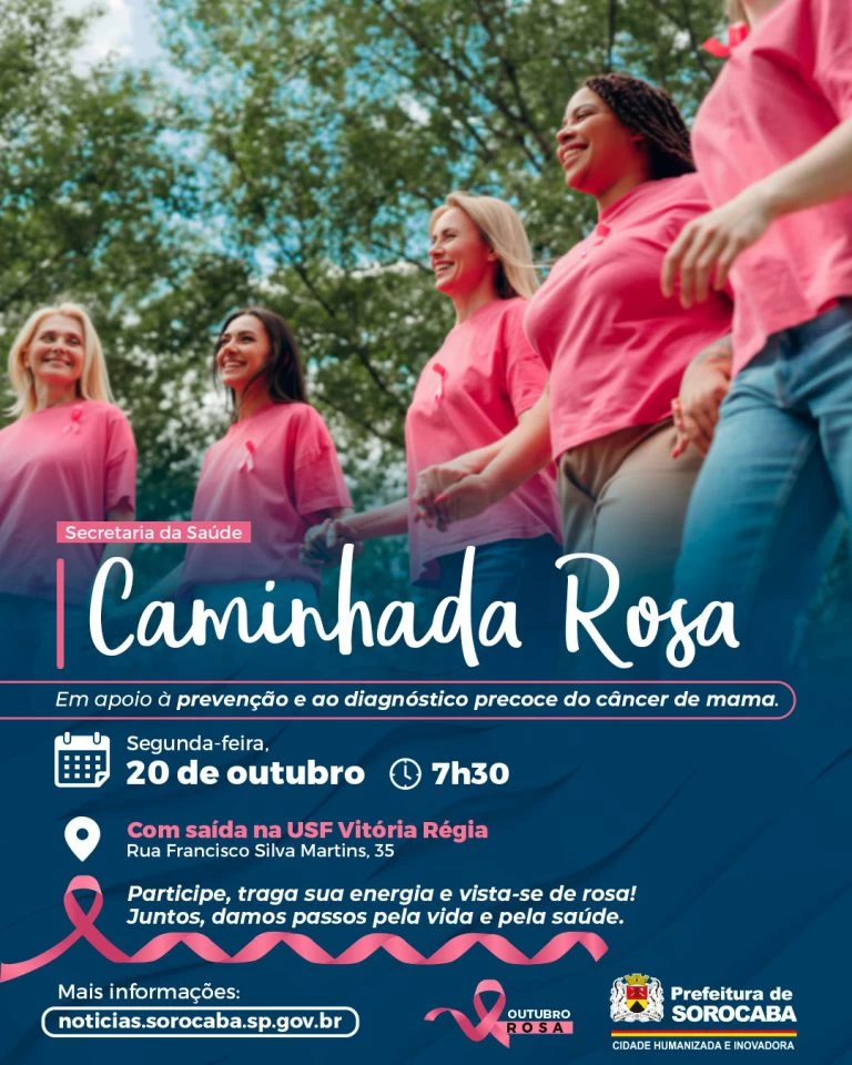 USFs Vitória Régia e Ulisses Guimarães realizam caminhada alusiva ao Outubro Rosa