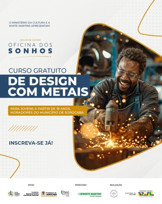 Prefeitura de Sorocaba e projeto “Oficina dos Sonhos” abre inscrições para curso de Design com Metal.