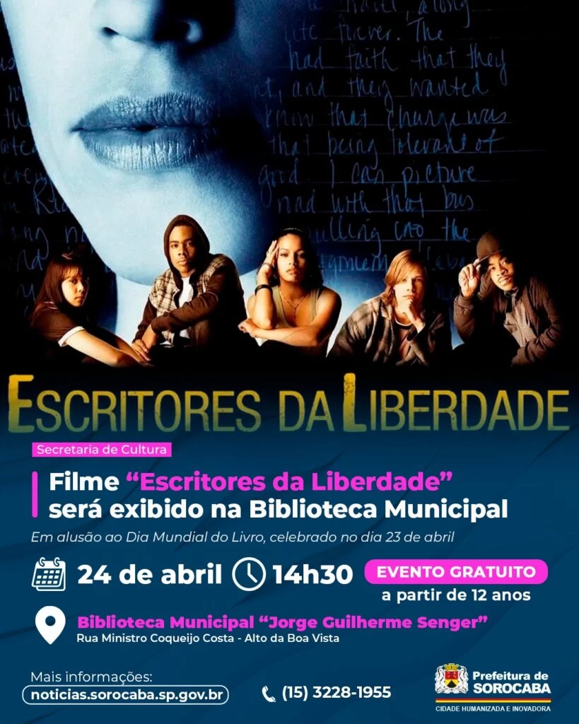 Filme “Escritores da Liberdade” será exibido na Biblioteca Municipal nesta sexta-feira (24)