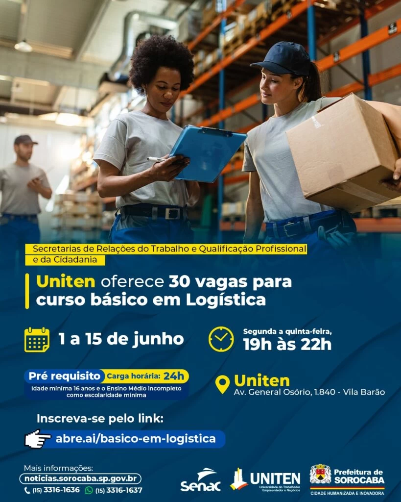 Uniten oferece 30 vagas para curso básico em Logística
