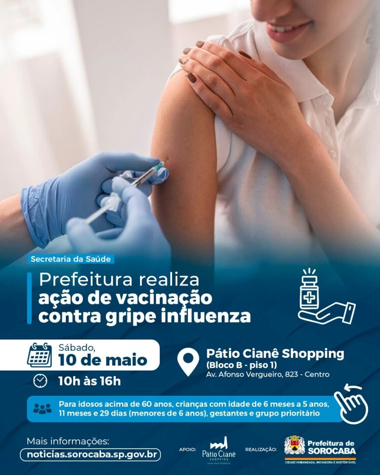 Prefeitura realiza ação de vacinação contra gripe influenza no Pátio Cianê Shopping