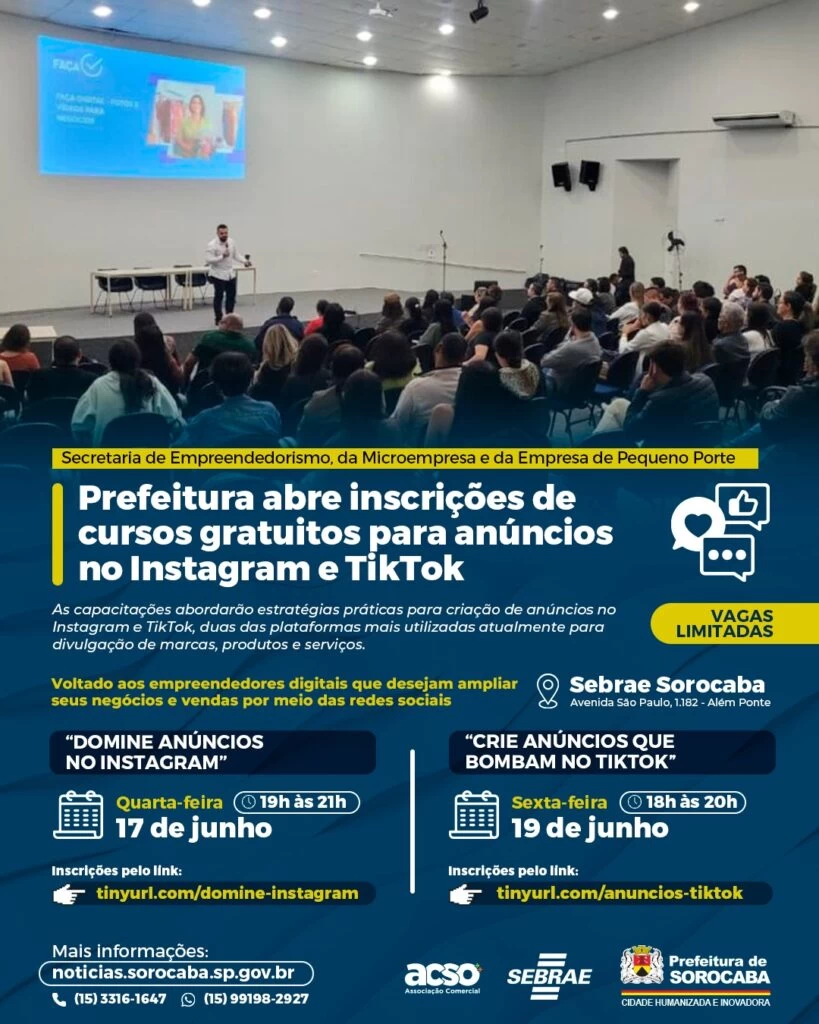 Prefeitura altera horário de cursos gratuitos para anúncios no TikTok