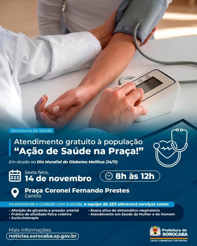 “Ação de Saúde na Praça!” oferece atendimento gratuito à população no dia 14 de novembro