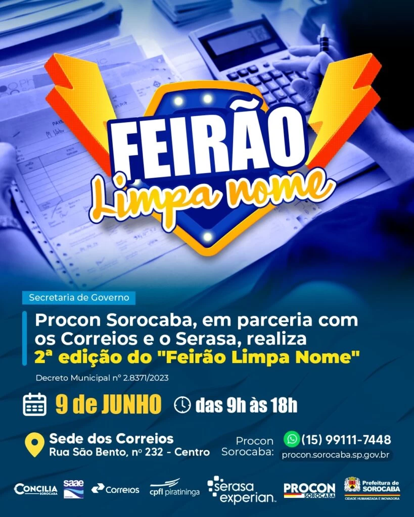 Procon Sorocaba realiza 2ª edição do “Feirão Limpa Nome” em 9 de junho