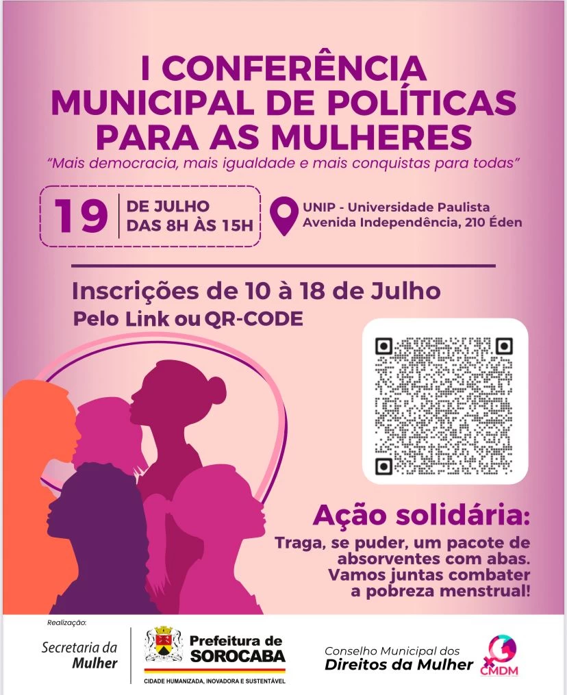 Prefeitura de Sorocaba realiza I Conferência Municipal de Políticas para Mulheres dia 19 de julho