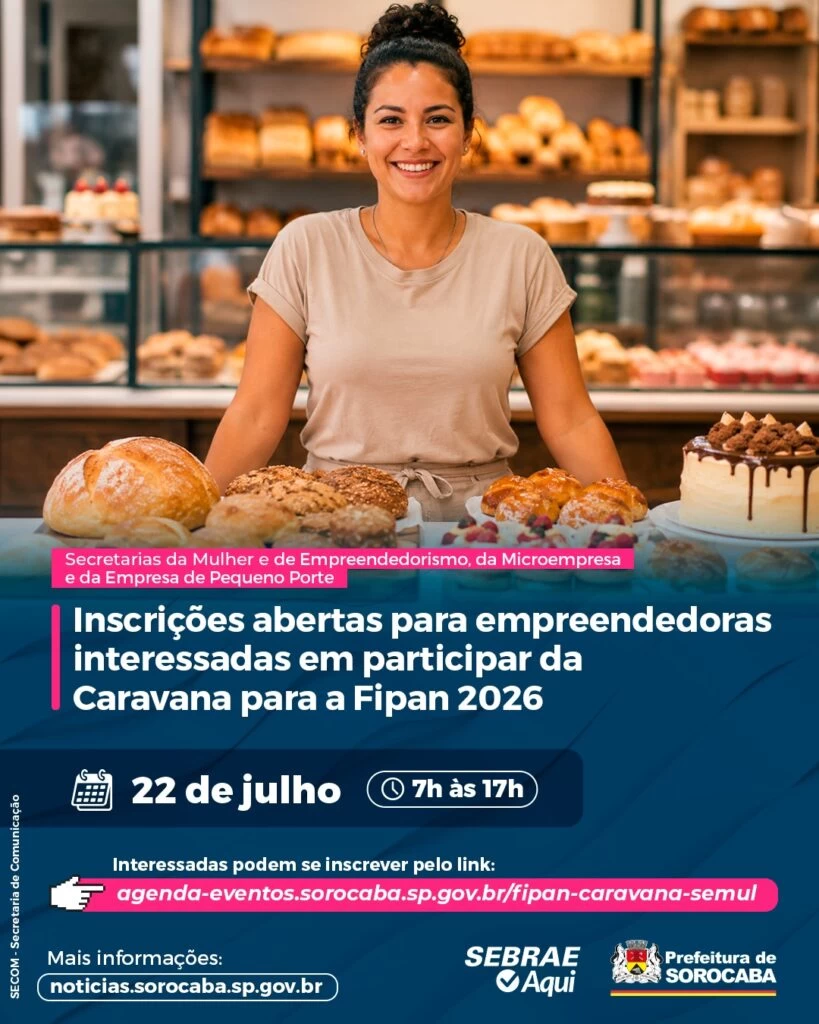 O posto Sebrae Aqui Mulher, da Secretaria da Mulher, em parceria com a Secretaria de Empreendedorismo, abre inscrições para interessadas em participar da Caravana para a Fipan 2026