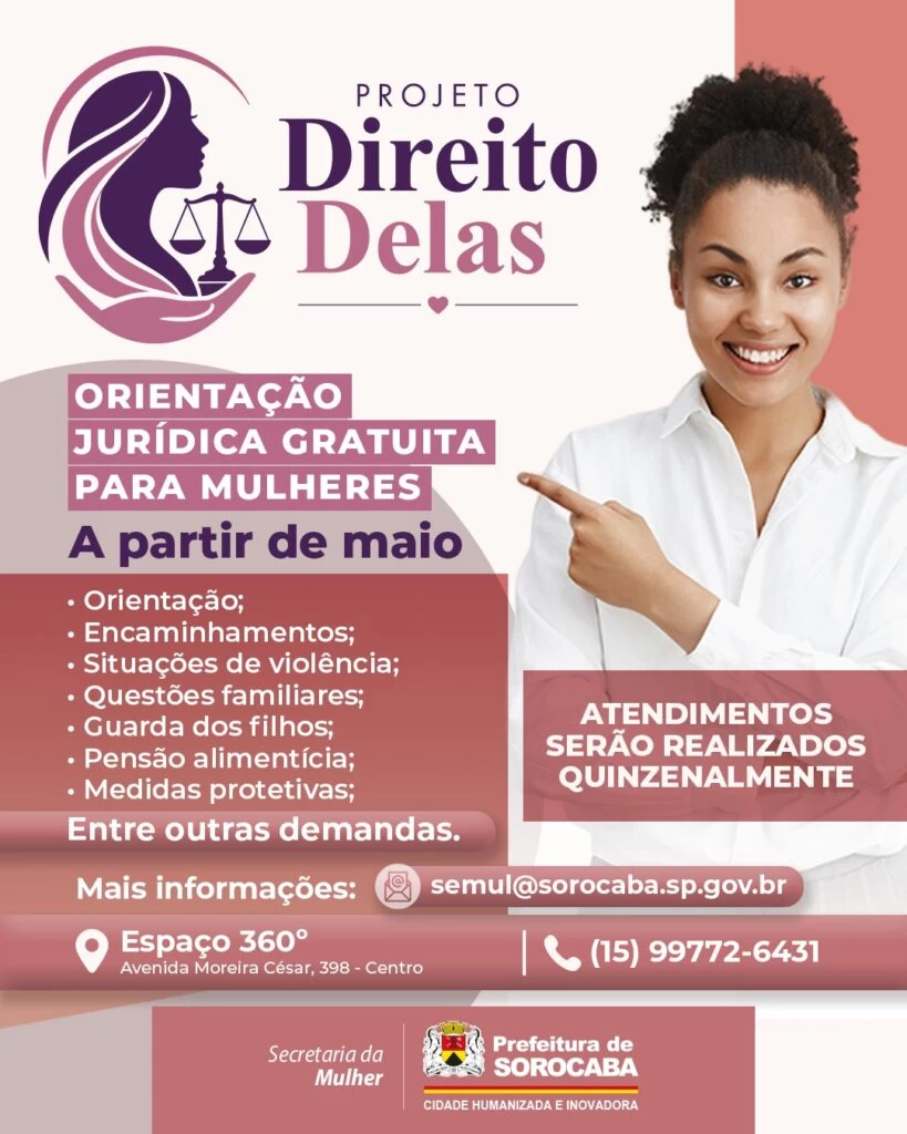 Projeto de assistência jurídica gratuita a mulheres tem nova data para início, no Centro da cidade