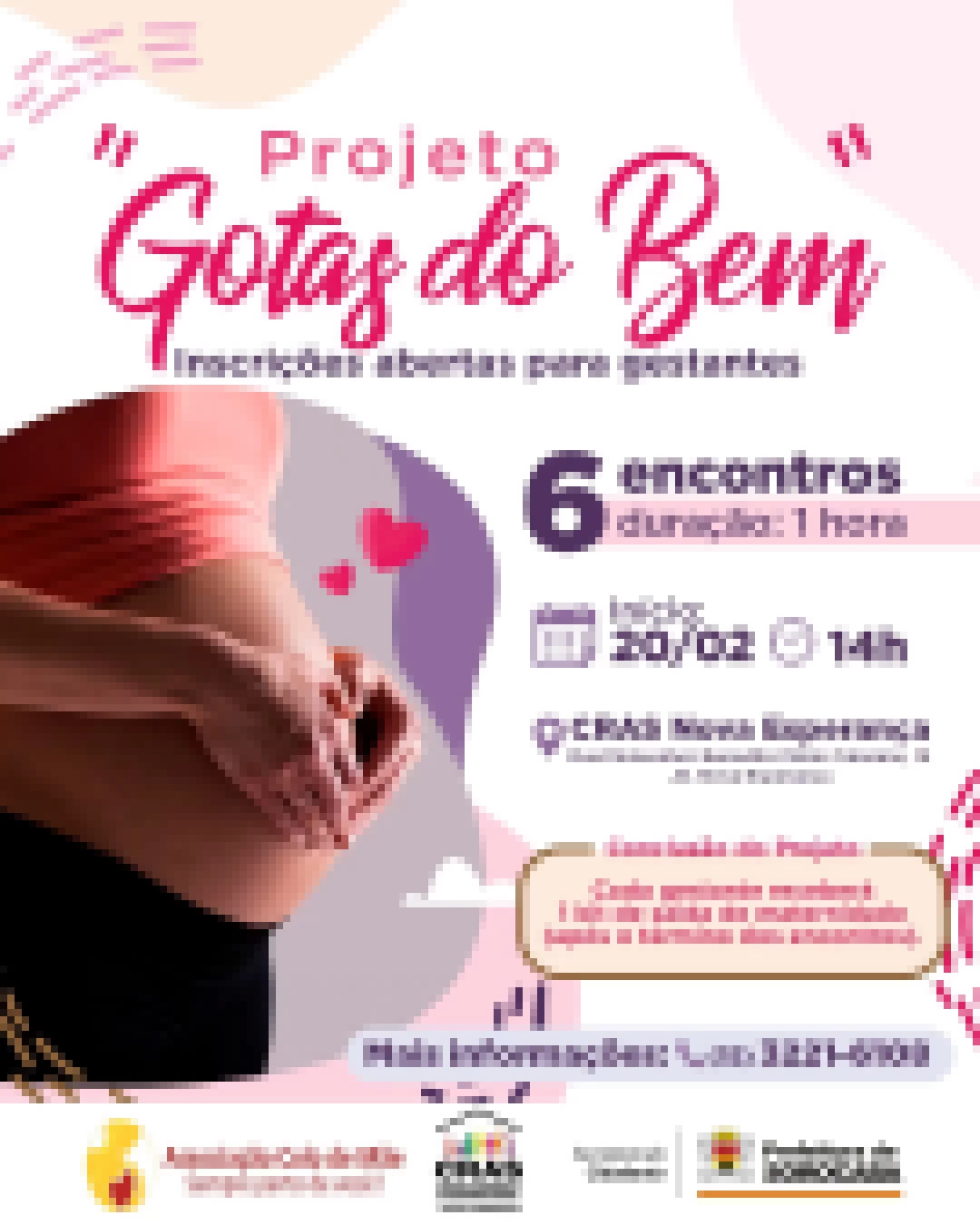 CRAS Nova Esperança está com inscrições abertas para gestantes atendidas na unidade participarem do Projeto Gotas do Bem