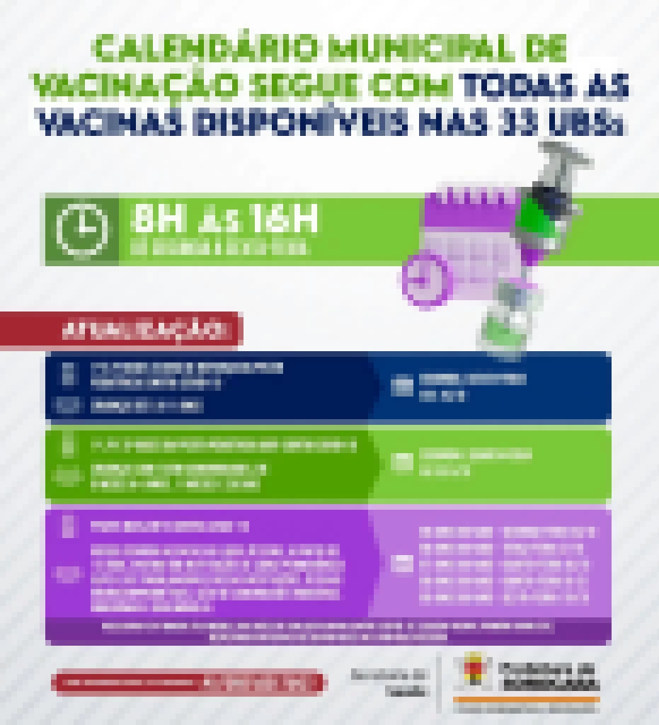 Calendário Municipal de Vacinação continua com todas as vacinas disponíveis nas 33 UBSs de Sorocaba