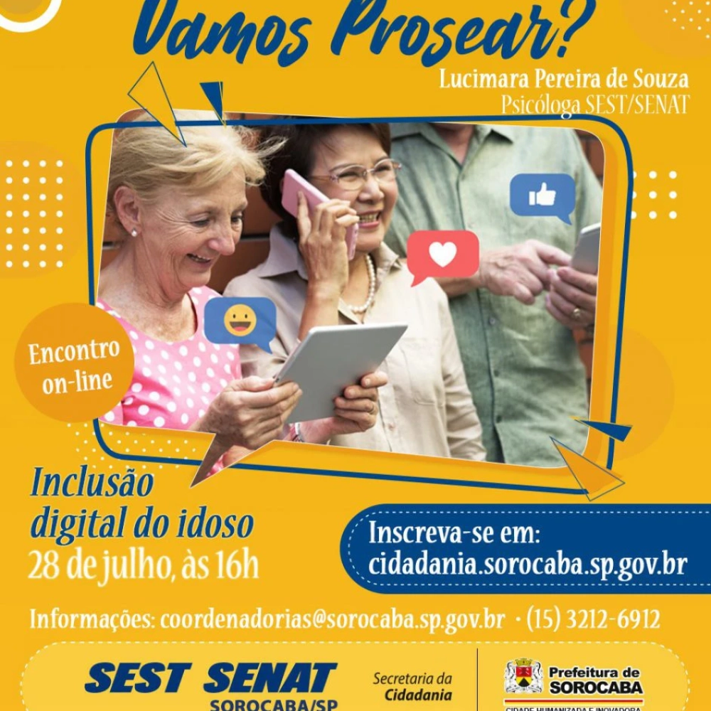 Secretaria da Cidadania e SEST SENAT oferecem encontro on-line dedicado ao público idoso
