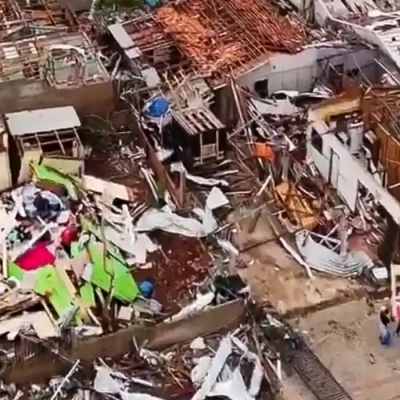 Tornado destrói 90% de Rio Bonito do Iguaçu (PR) e causa seis mortes