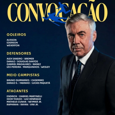 Com a presença de Neymar, Ancelotti convoca seleção para a Copa
