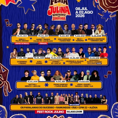 Shows gratuitos: 45ª Festa Julina Beneficente de Sorocaba divulga atrações e novidades para este ano