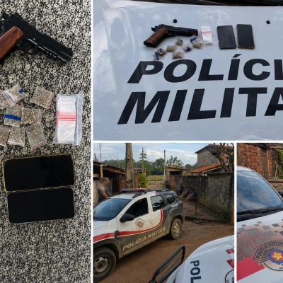 Dupla é presa com simulacro de arma, drogas e moto adulterada em Araçoiaba da Serra