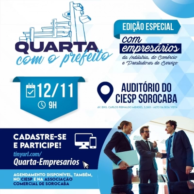 Prefeitura, Ciesp e ACSO realizam programa “Quarta com Prefeito” – Edição Especial com empresários da indústria, do comércio e prestadores de serviços