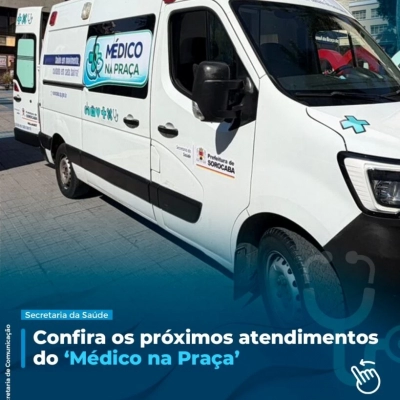 ‘Médico na Praça’ atende neste sábado (4) no Jardim Santa Bárbara; domingo (5) na Feira da Barganha e segunda e terça-feira (6 e 7) na Praça Central