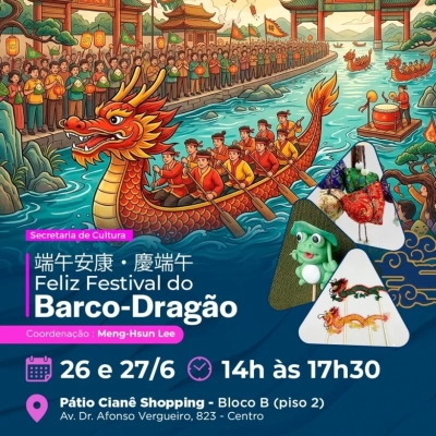 Feliz Festival do Barco-Dragão leva oficinas gratuitas e teatro de sombras ao Clubinho do Pátio Cianê Shopping