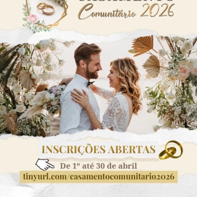 Fundo Social de Solidariedade abrirá inscrições para o Casamento Comunitário 2026 a partir de hoje quarta-feira (1º)