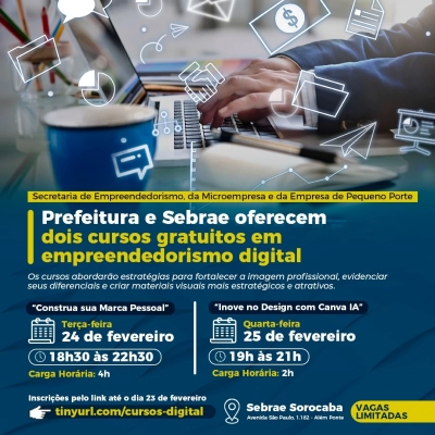 Prefeitura e Sebrae oferecem dois cursos gratuitos em empreendedorismo digital