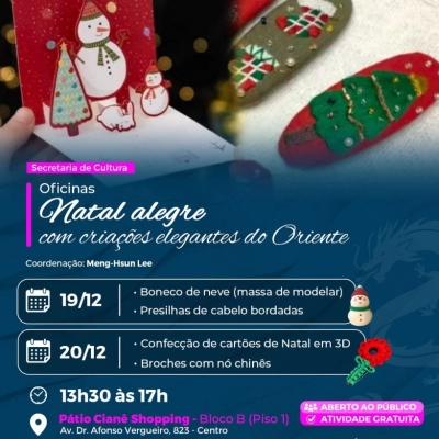 Oficina ‘Natal alegre com criações elegantes do Oriente’ é atração gratuita no Pátio Cianê Shopping